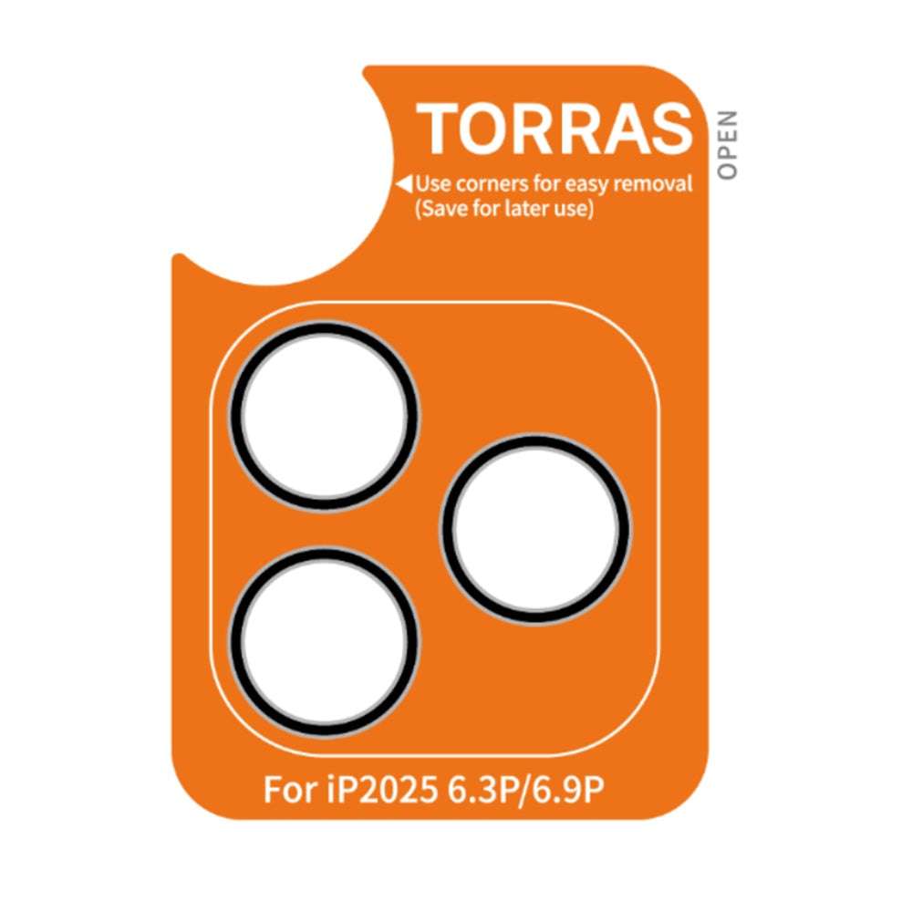 Protector de cámara trasera Torras Lensguard para Apple iPhone 17 Pro Max / 17 Pro, vidrio templado, negro