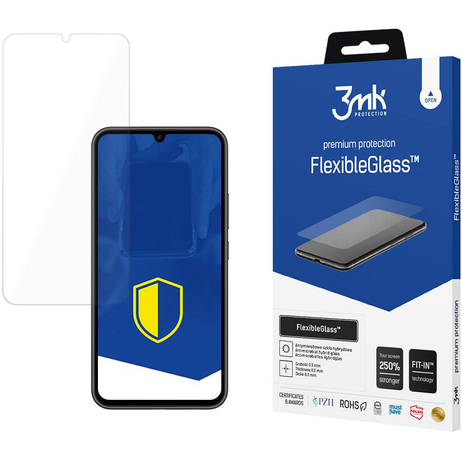 Protector de pantalla 3MK FlexibleGlass para Samsung Galaxy A34 A346, Vidrio Flexible, Pegamento Completo