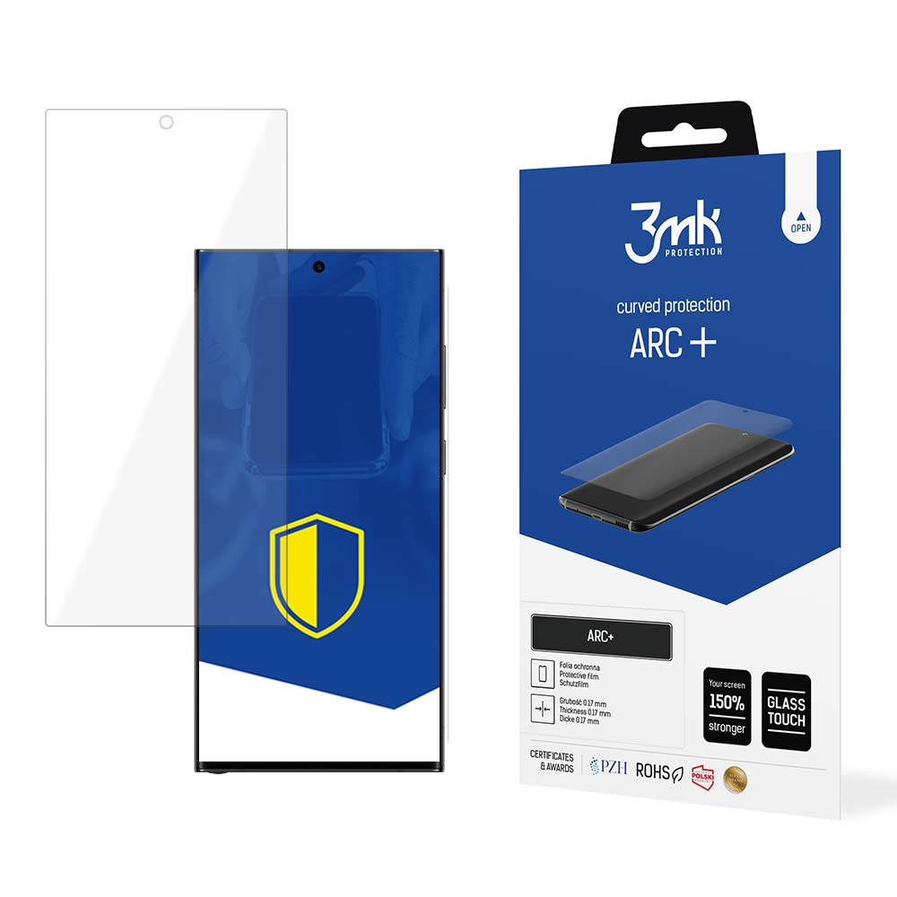 Protector de pantalla 3MK ARC+ para Samsung Galaxy S23 Ultra S918, Plástico