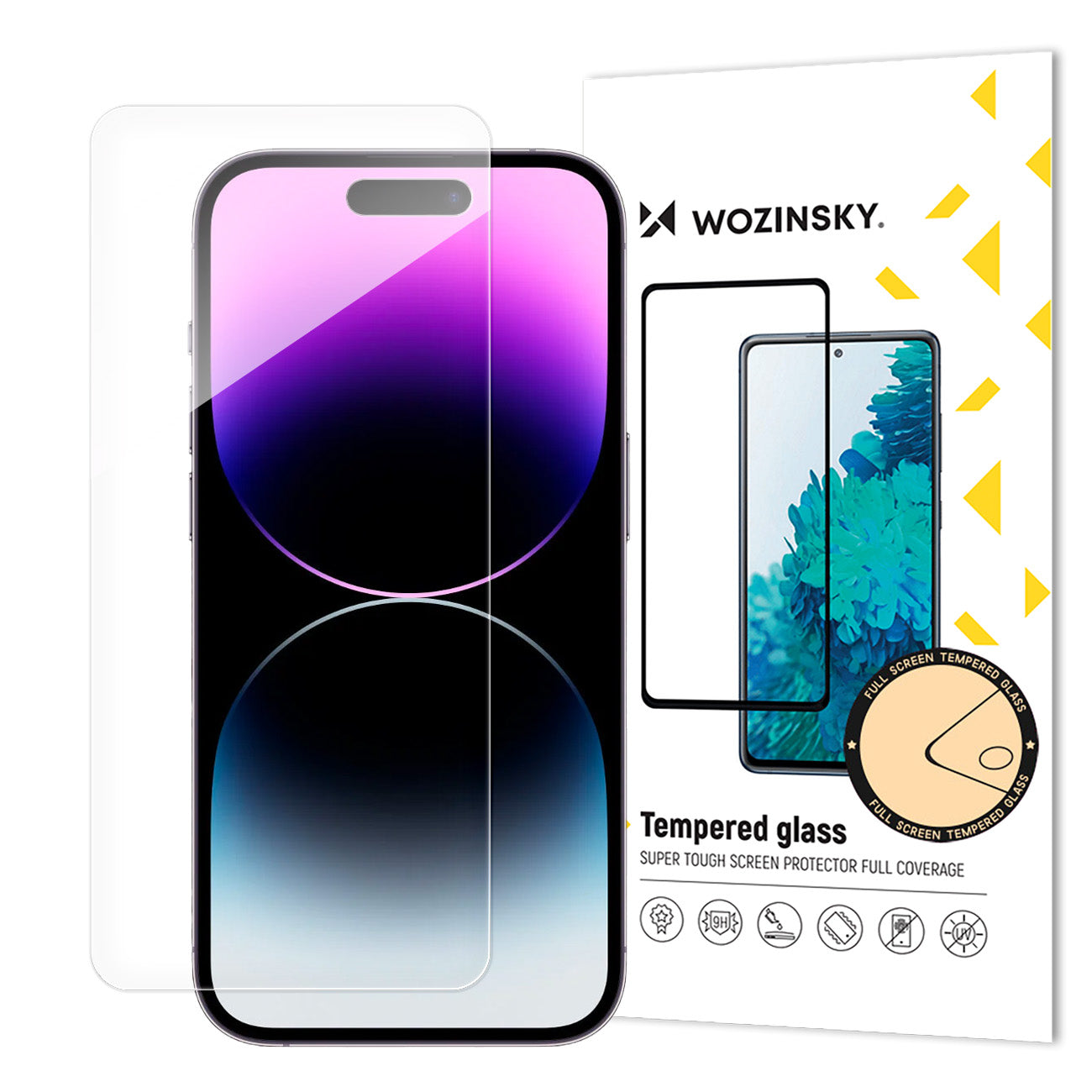 Protector de pantalla WZK para Apple iPhone 15 Pro Max, vidrio templado, adhesivo completo