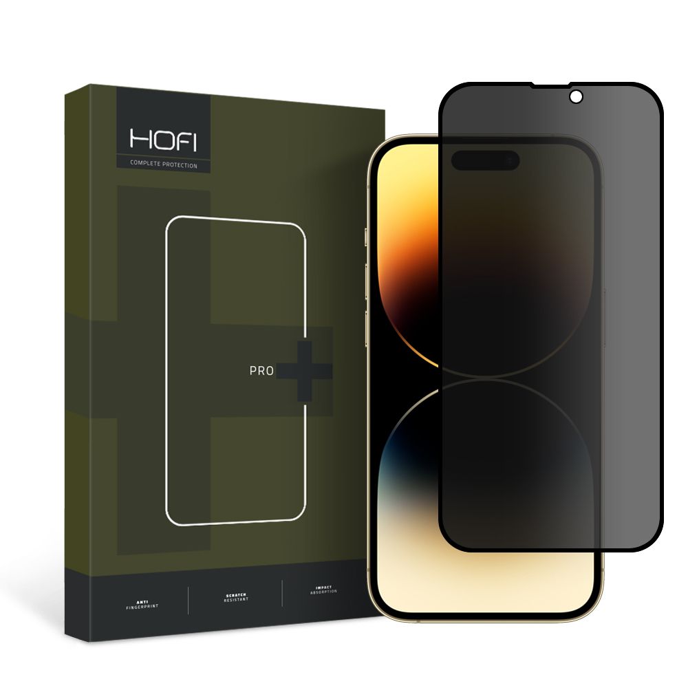 Privacy Screen Protector HOFI PRO+ for Apple iPhone 15, Tempered Glass, Full Glue