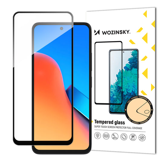 WZK Protector de pantalla para Xiaomi Redmi 12, Glass Shield, Full Glue, Negro