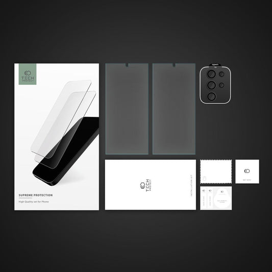 Tech-Protect Supreme Película Protectora de Pantalla Trasera y Cámara para Samsung Galaxy S24 Ultra S928, Cristal Protegido, Pegamento Completo, Set 3 piezas, 2.5D