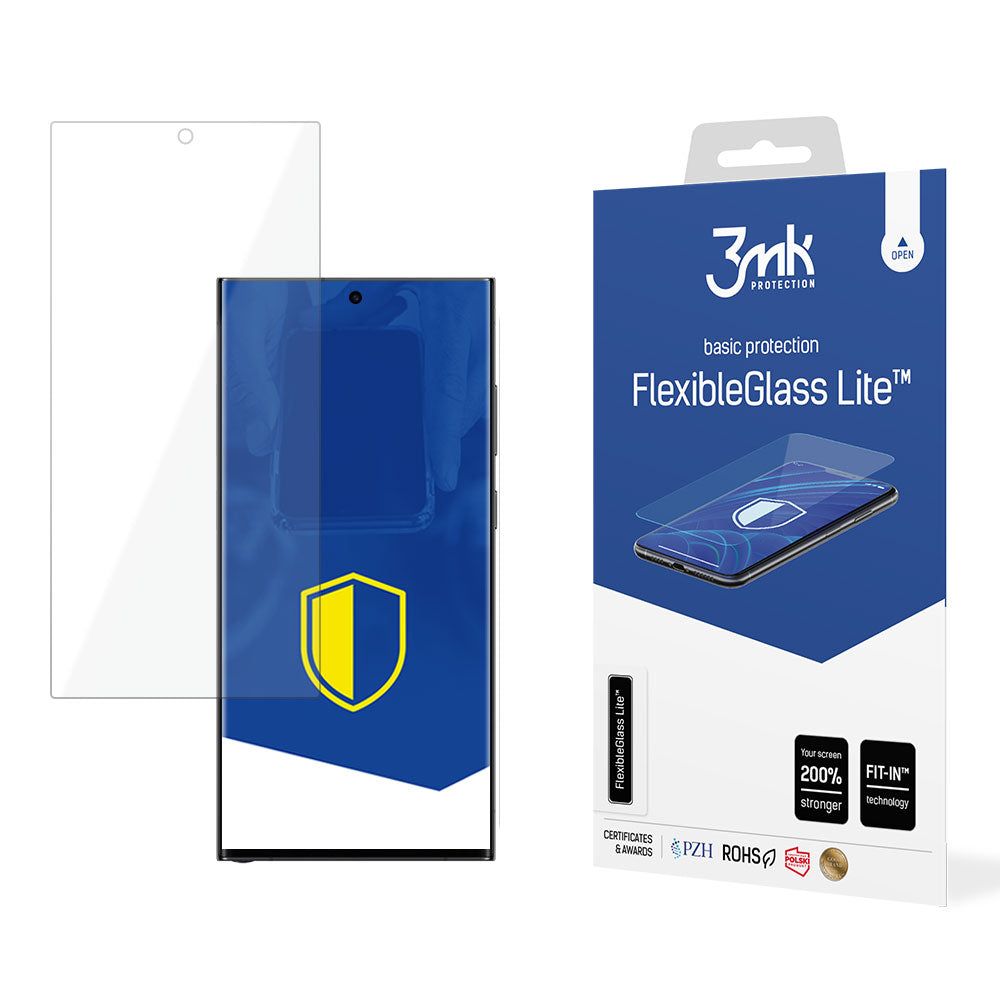 Protector de pantalla 3MK FlexibleGlass Lite para Samsung Galaxy S24 Ultra S928, Vidrio Flexible, Pegamento Completo