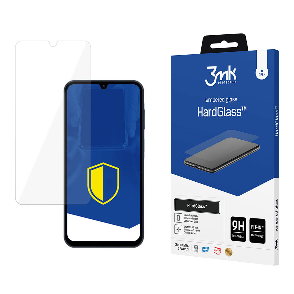 Protector de pantalla 3MK HardGlass para Samsung Galaxy A15 5G A156 / A15 A155 / A25 A256, Vidrio templado, Pegamento completo