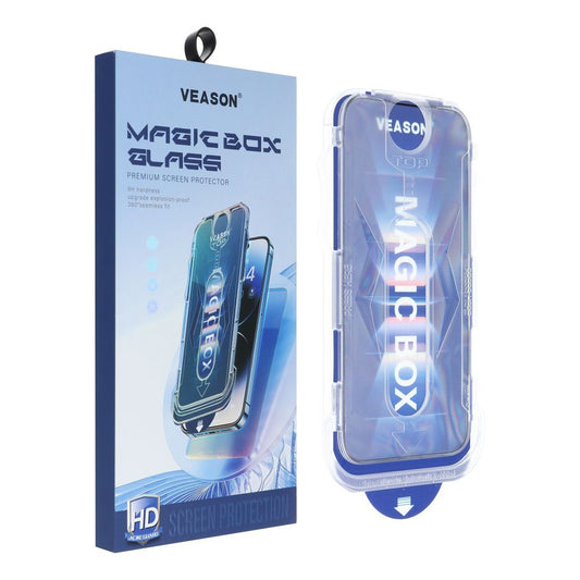 Protector de pantalla Veason PRO para Apple iPhone 15, cristal protegido, pegamento completo, 6D, negro