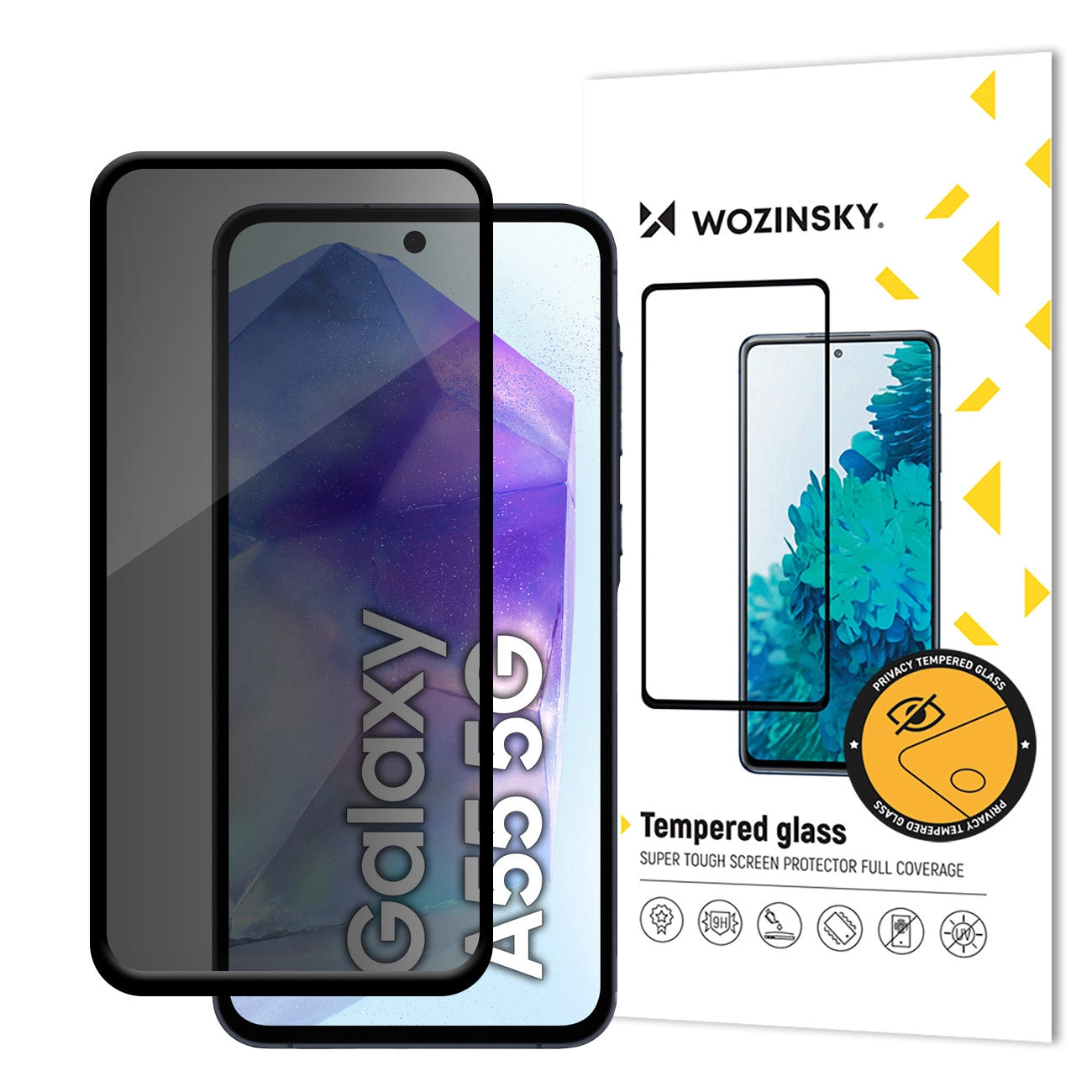 Protector de pantalla Privacy WZK AntiSpy para Samsung Galaxy A55 5G A556, vidrio templado, adhesivo completo