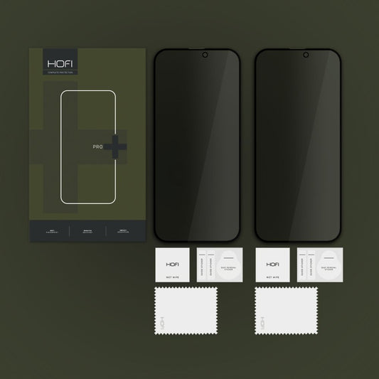 Privacy Screen Protector HOFI Glass PRO+ for Apple iPhone 16, Privacy Glass, Full Glue, Set 2 pieces, 2.5D