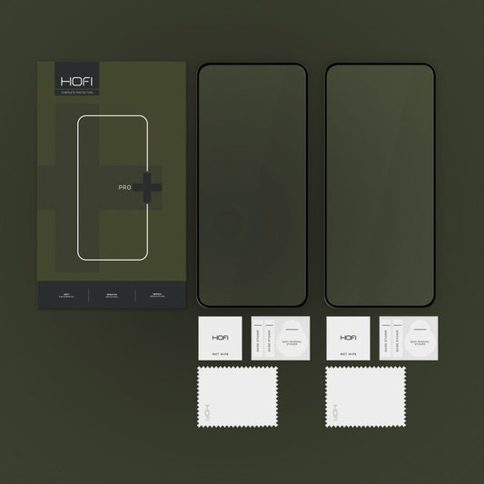 HOFI Glass PRO+ Protector de pantalla para Xiaomi 14T Pro / 14T, Vidrio blindado, Pegamento completo, Juego de 2 piezas, 2.5D, Negro