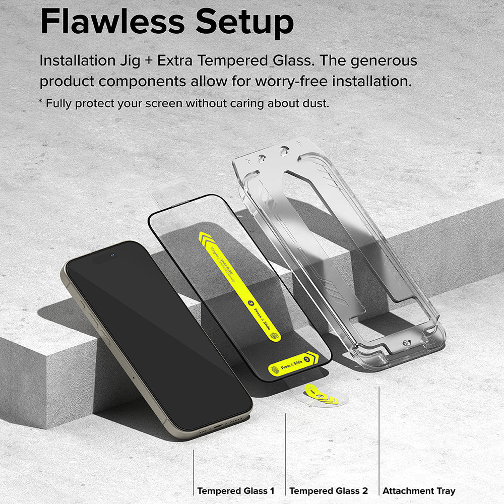 Ringke Easy Slide Screen Protector for Apple iPhone 16 Pro, Full Glue, Full Glue, Set 2 pieces, Black
