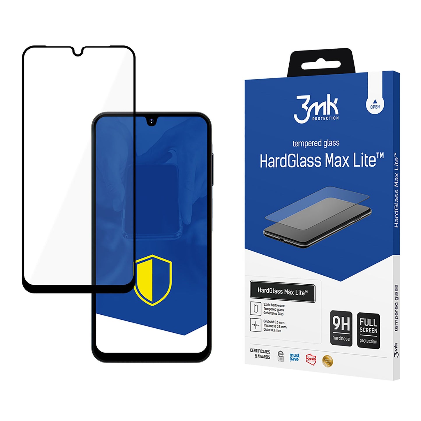 Protector de pantalla 3MK HardGlass Max Lite para Samsung Galaxy A26 A266 / A16 5G A166, Cristal Templado, Pegamento Completo, Negro