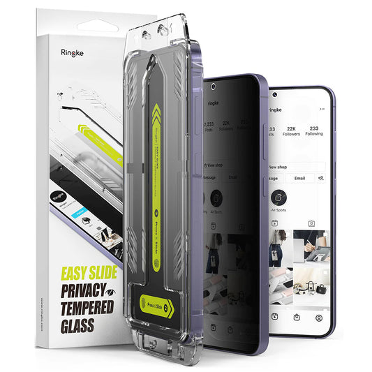 Protector de pantalla Privacy Ringke Easy Slide para Samsung Galaxy S25+ S936 / S24+ S926, Cristal Templado, Adhesivo Completo, Juego de 2 piezas