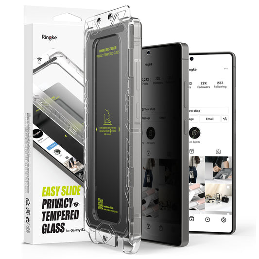 Protector de pantalla Privacy Ringke Easy Slide para Samsung Galaxy S25 Ultra S938, Cristal Templado, Adhesivo Completo, Juego de 2 piezas