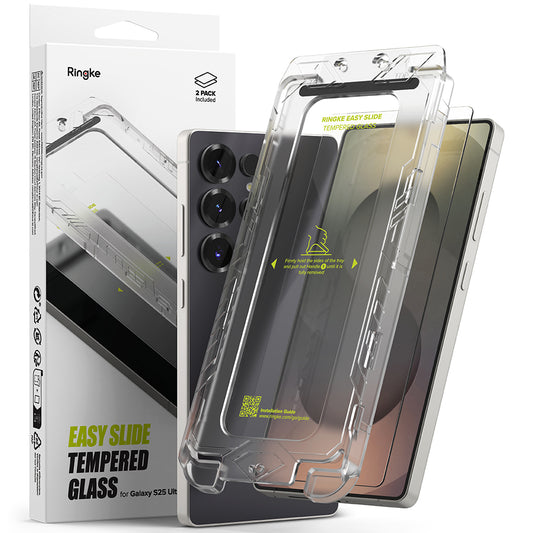 Protector de pantalla Ringke Easy Slide para Samsung Galaxy S25 Ultra S938, Cristal Templado, Adhesivo Completo, Set de 2 piezas