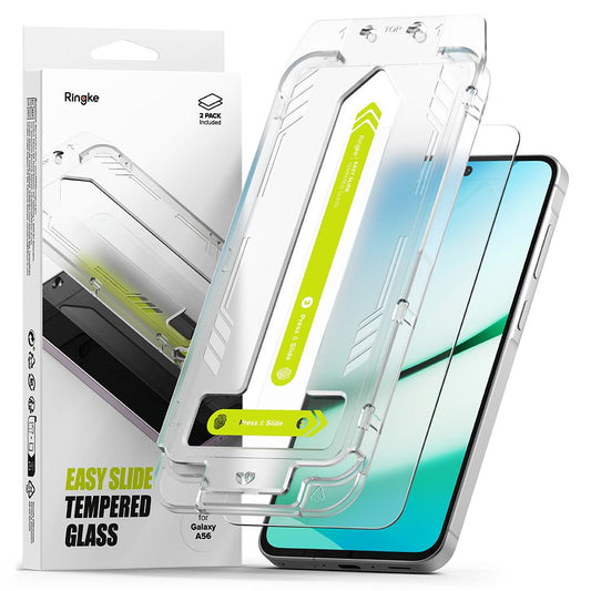 Protector de pantalla Ringke Easy Slide para Samsung Galaxy A56 A566, Cristal Templado, Adhesivo Completo, Juego de 2 piezas