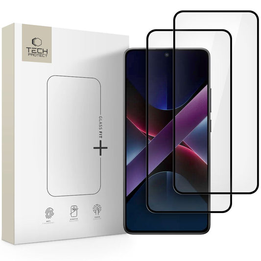 Protector de pantalla Tech-Protect FIT+ para Xiaomi Poco X7 Pro, Cristal Templado, Full Glue, Set de 2 piezas, 2.5D