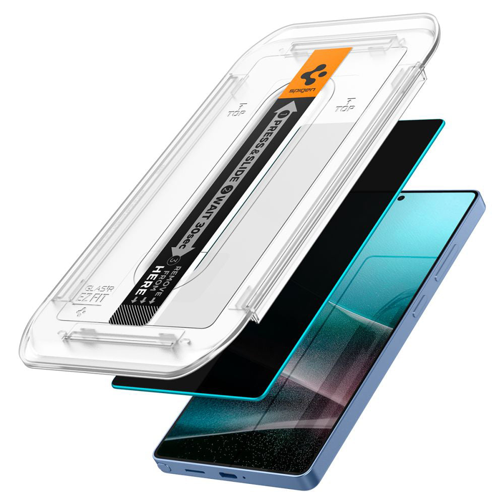 Protector de pantalla Privacy Spigen GlastR EZ FIT HD para Samsung Galaxy S25 Ultra S938, vidrio templado, adhesivo completo, set de 2 piezas AGL09335