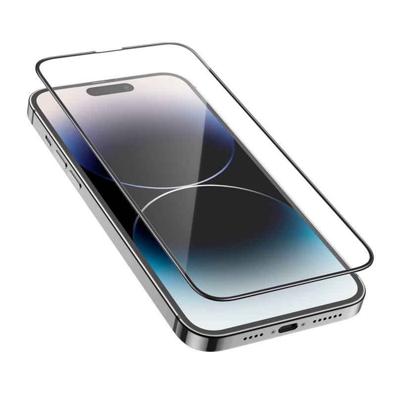 Protector de pantalla HOCO G16 para Apple iPhone 14 Pro Max, Cristal Templado, Full Glue, 5D, Negro.