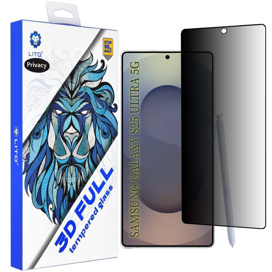 Protector de pantalla Privacy Lito para Samsung Galaxy S25 Ultra S938, vidrio templado, adhesivo completo, 3D