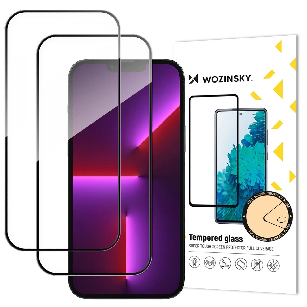 Protector de pantalla WZK para Apple iPhone 17 Pro Max, vidrio templado, adhesivo completo, juego de 2 piezas, negro