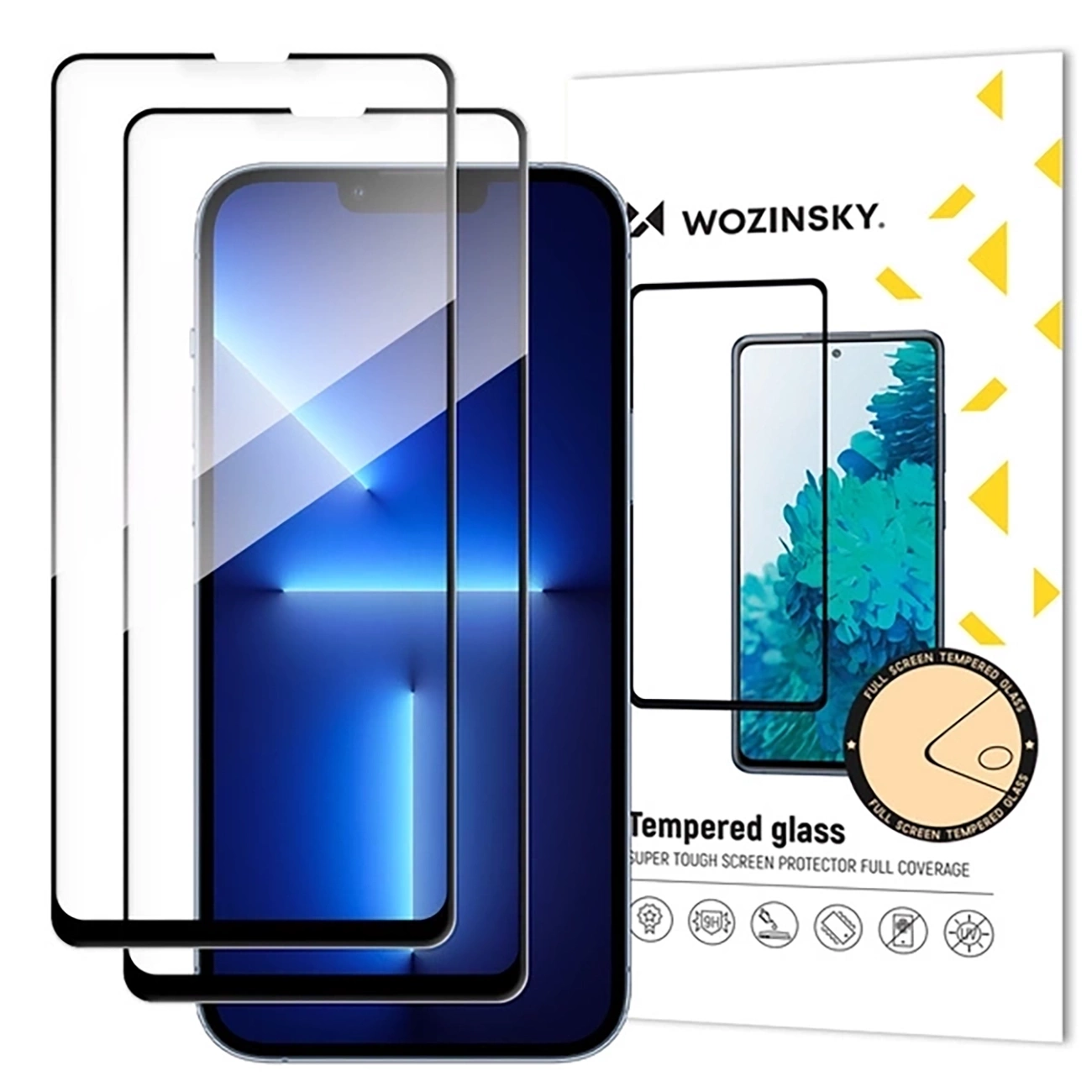 Protector de pantalla WZK para Samsung Galaxy S25 FE, vidrio templado, adhesivo completo, juego de 2 piezas, negro