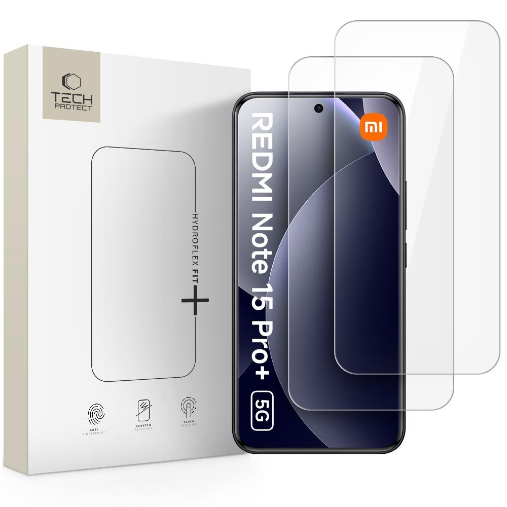 Protector de pantalla Tech-Protect Hydro Flex+ para Xiaomi Poco M8 Pro / Redmi Note 15 Pro+ 5G, Plástico, Set de 2 piezas