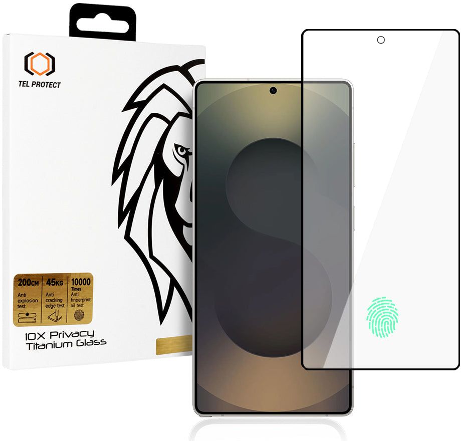 Protector de pantalla de privacidad Tel Protect 10X Plus Titanium para Samsung Galaxy S25 Ultra S938, vidrio templado, adhesivo completo