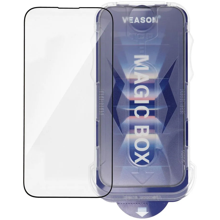 Veason Protector de Pantalla para Apple iPhone 14 Plus / 13 Pro Max, Vidrio Protegido, Pegamento Completo, 6D, Negro