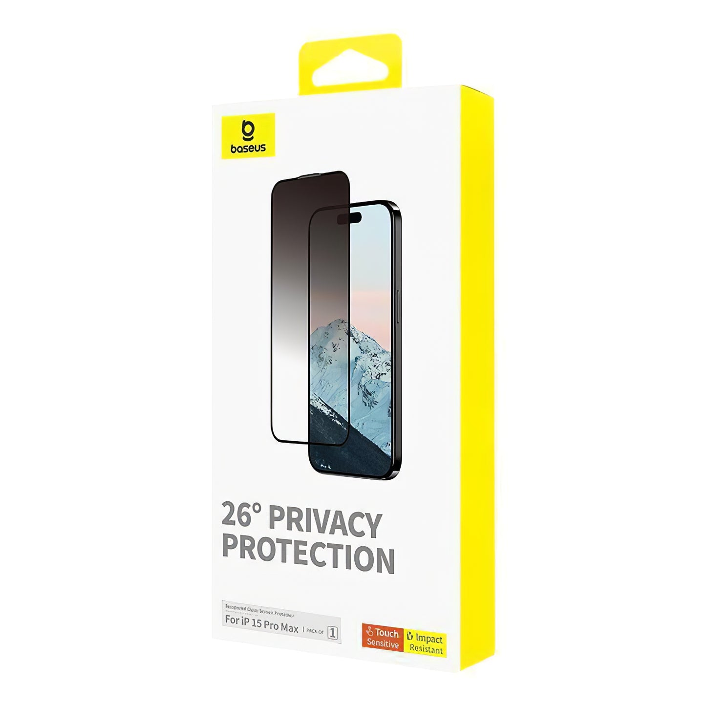 Protector de pantalla de privacidad Baseus Diamond para Apple iPhone 15 Pro Max, cristal protector, pegamento completo P60057405203-03