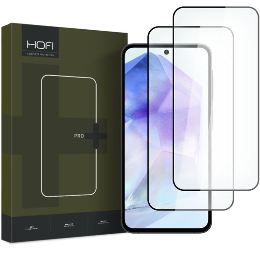 Screen Protector HOFI Glass PRO+ for Samsung Galaxy A55 5G A556 / A35 5G A356, Glass Shield, Full Glue, Set 2 pieces, 2.5D, Black