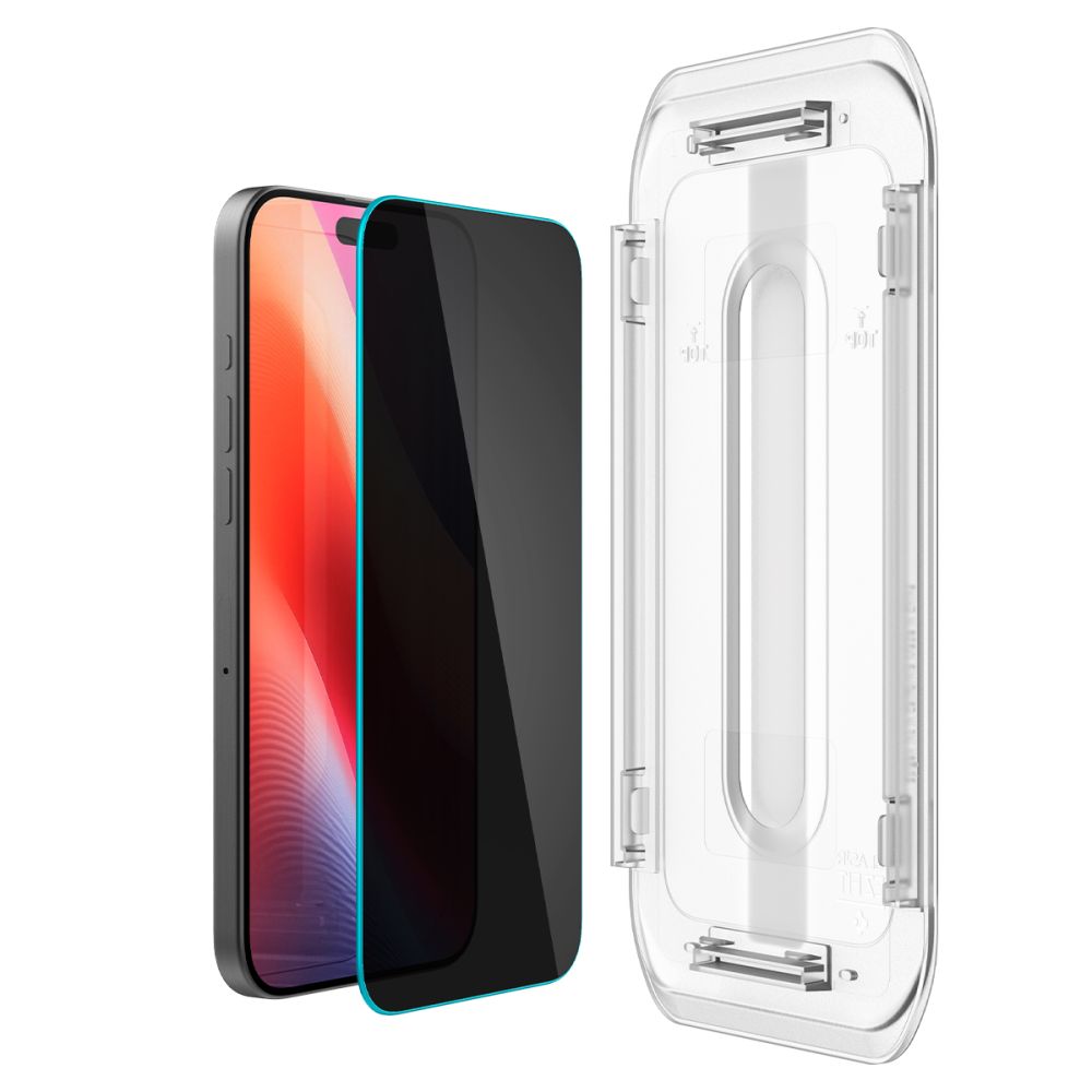 Protector de pantalla Privacy Spigen GlastR EZ FIT para Apple iPhone 17 Pro / 17 / 16 Pro, Cristal Templado, Adhesivo Completo, Set de 2 piezas AGL07929