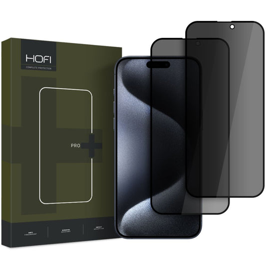 Privacy Screen Protector HOFI Glass PRO+ for Apple iPhone 16, Privacy Glass, Full Glue, Set 2 pieces, 2.5D