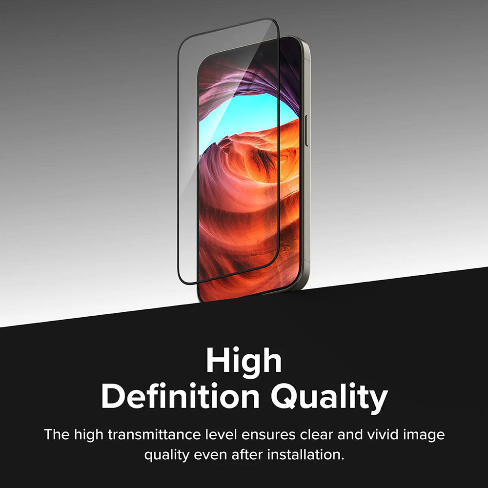 Ringke Easy Slide Screen Protector for Apple iPhone 16 Pro, Full Glue, Full Glue, Set 2 pieces, Black