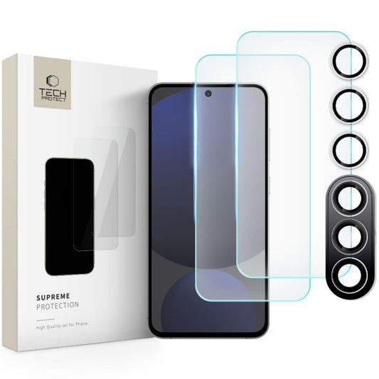 Tech-Protect Supreme Película Protectora de Pantalla Trasera y Cámara para Samsung Galaxy S24 FE S721, Protección de Cristal, Pegado Completo, 2.5D