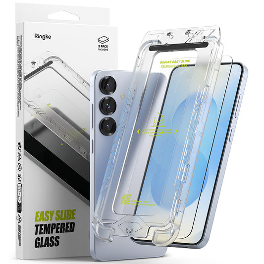 Protector de pantalla Ringke Easy Slide para Samsung Galaxy S25 S931, Cristal Templado, Adhesivo Completo, Set de 2 piezas
