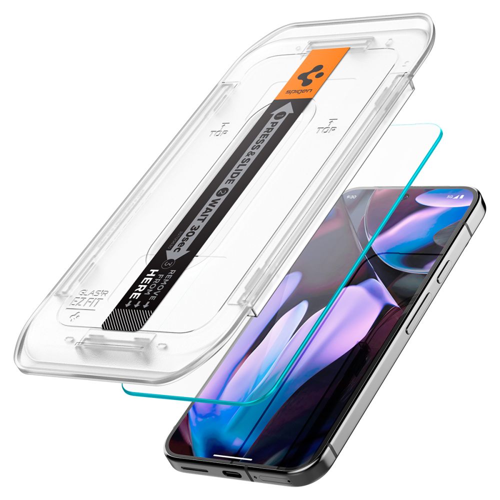 Protector de pantalla Spigen EZ FIT para Google Pixel 9 / 9 Pro, con protección de vidrio, pegamento completo, juego de 2 piezas, 2.5D AGL08442 AGL08442