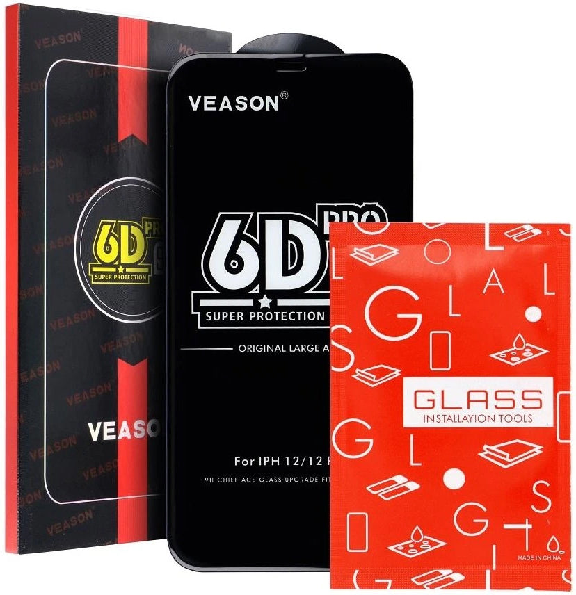 Protector de pantalla Veason PRO para Motorola Moto E32s / E22s / E32 / G22, vidrio templado, adhesivo completo, 6D, negro