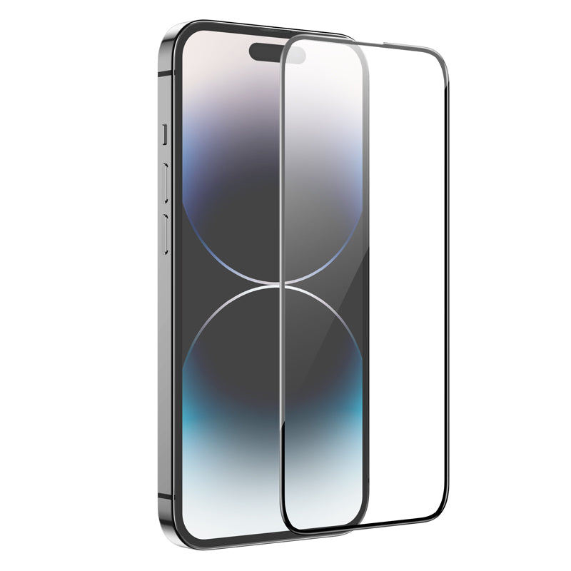 Protector de pantalla HOCO G16 para Apple iPhone 14 Pro Max, Cristal Templado, Full Glue, 5D, Negro.