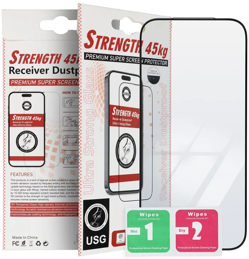 Protector de pantalla OEM Ultra Strong 45KG para Apple iPhone 12 Pro Max, vidrio templado, adhesivo completo, 2.5D, negro