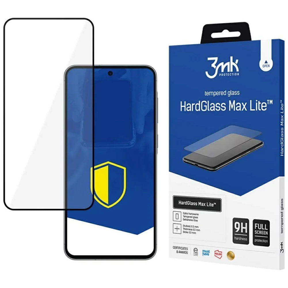 Protector de pantalla 3MK HardGlass Max Lite para Samsung Galaxy A56 A566 / A36 A366, Vidrio templado, Pegamento completo, Negro