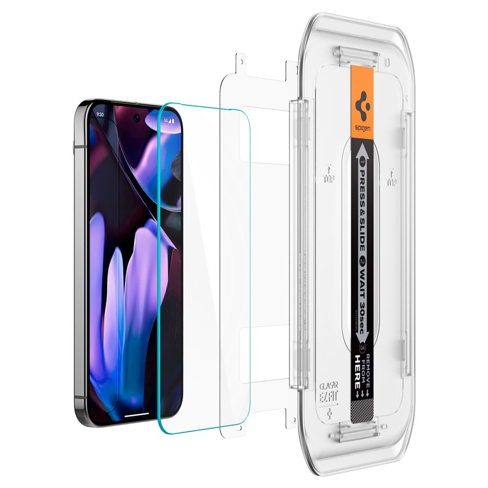 Protector de pantalla Spigen EZ FIT para Google Pixel 9 / 9 Pro, con protección de vidrio, pegamento completo, juego de 2 piezas, 2.5D AGL08442 AGL08442