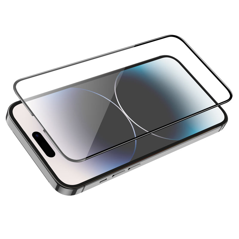 Protector de pantalla HOCO G16 para Apple iPhone 14 Pro, Cristal Templado, Full Glue, 5D, Negro.