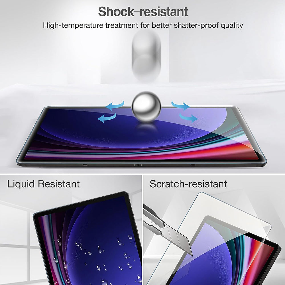 Protector de pantalla Lito Classic para Samsung Galaxy Tab S9 FE / Tab S9, vidrio templado, adhesivo completo, 2.5D