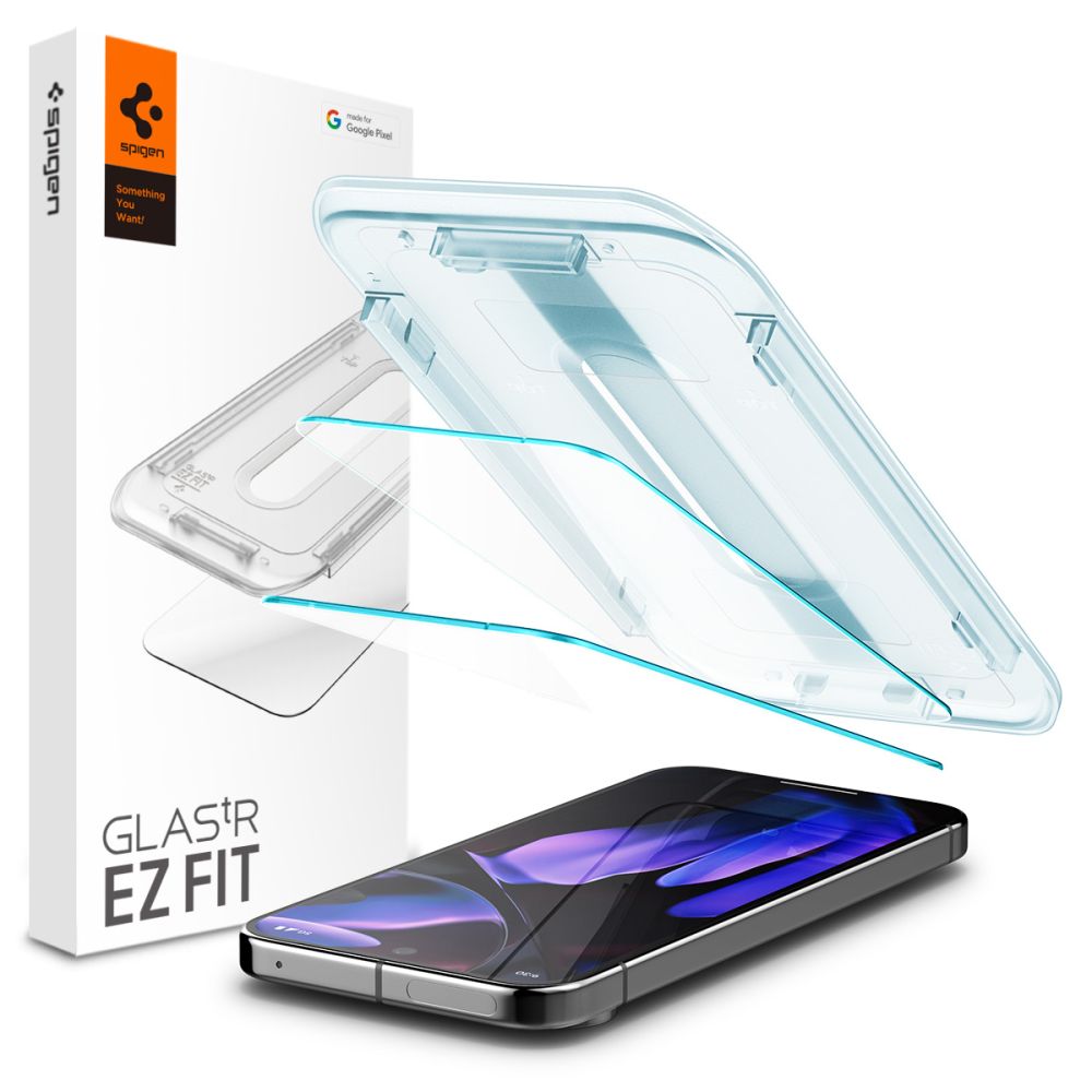 Protector de pantalla Spigen EZ FIT para Google Pixel 9 / 9 Pro, con protección de vidrio, pegamento completo, juego de 2 piezas, 2.5D AGL08442 AGL08442