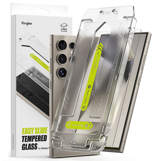 Ringke Easy Slide Protector de Pantalla para Samsung Galaxy S24 Ultra S928, Cristal Protegido, Pegamento Completo, Juego 2 piezas