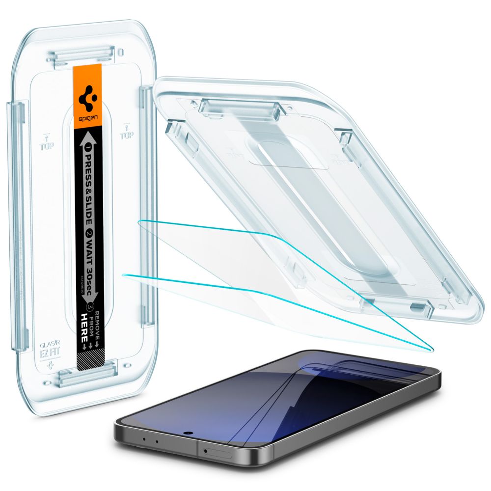 Spigen EZ FIT Protector de Pantalla para Samsung Galaxy S24 FE S721, Cristal Protegido, Pegamento Completo, Set 2 piezas AGL08729