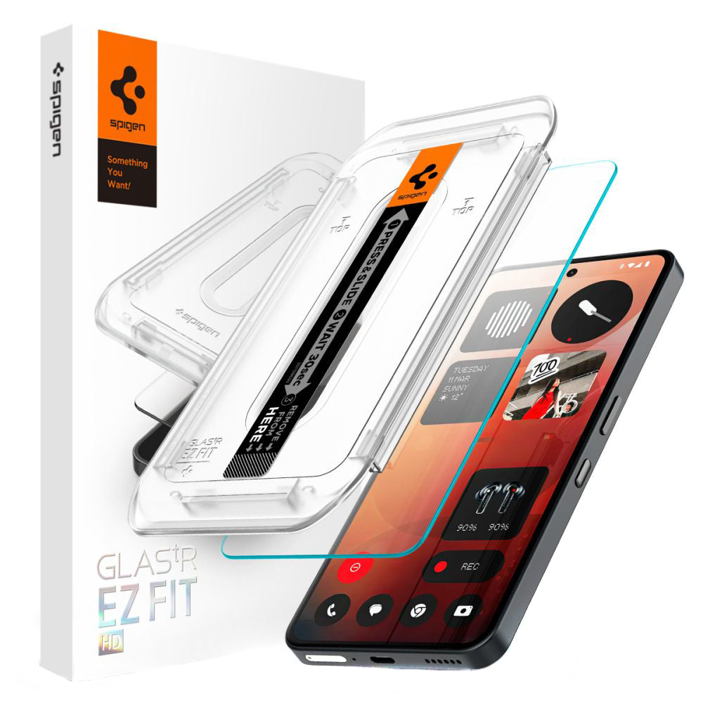 Protector de pantalla Clear Spigen GlastR EZ FIT para Nothing Phone (3a) / Phone (3a) Pro, Cristal Templado, Full Glue AGL09429