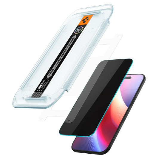 Protector de pantalla Privacy Spigen GlastR EZ FIT para Apple iPhone 17 Air, Cristal Templado, Full Glue, Set de 2 piezas