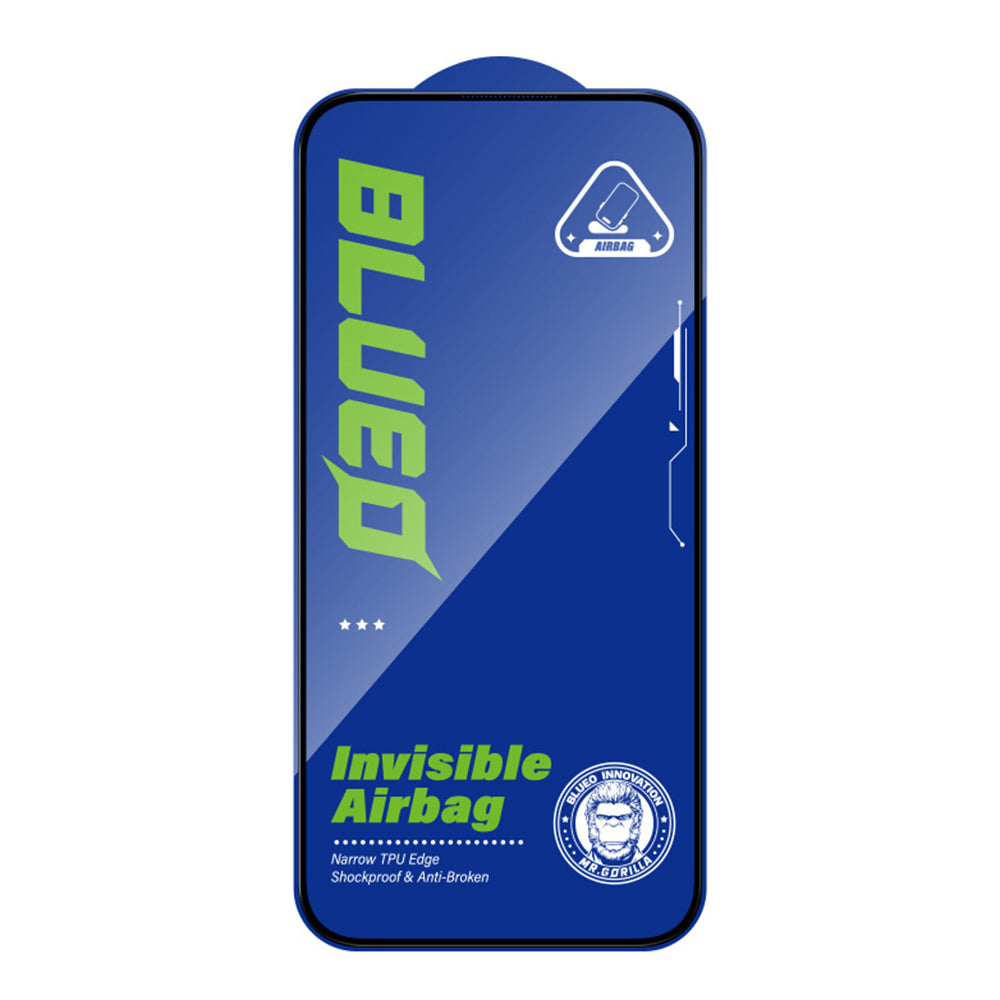 Protector de pantalla Blueo Anti-Rotura para Apple iPhone 15 Pro, Vidrio Templado, Pegamento Completo, Negro