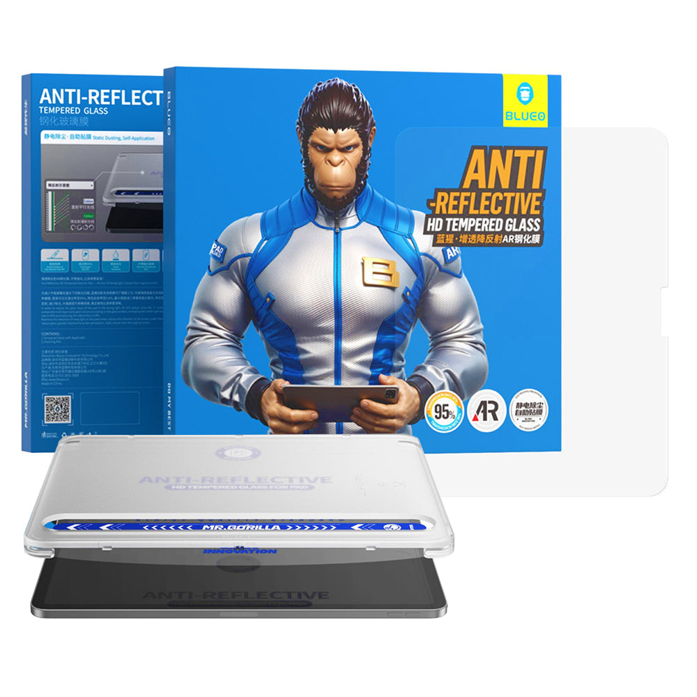 Protector de pantalla Blueo Anti-Reflective HD Applicator Pro para Apple iPad Pro 11 (2024), Vidrio templado, Pegamento completo